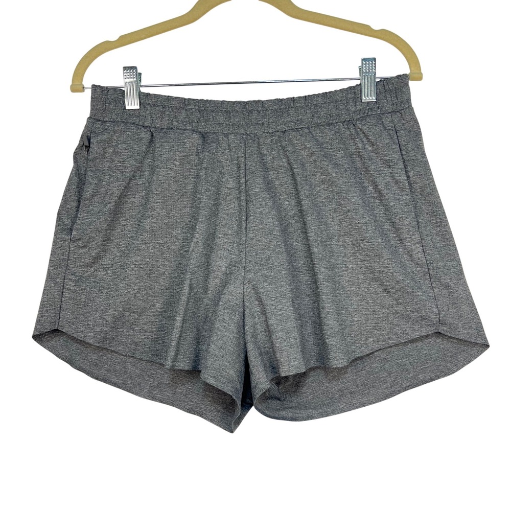 Uniqlo Gray Shorts Women L‎ 2-in-1 Layered Dry Stretch Zipper Pockets Workout